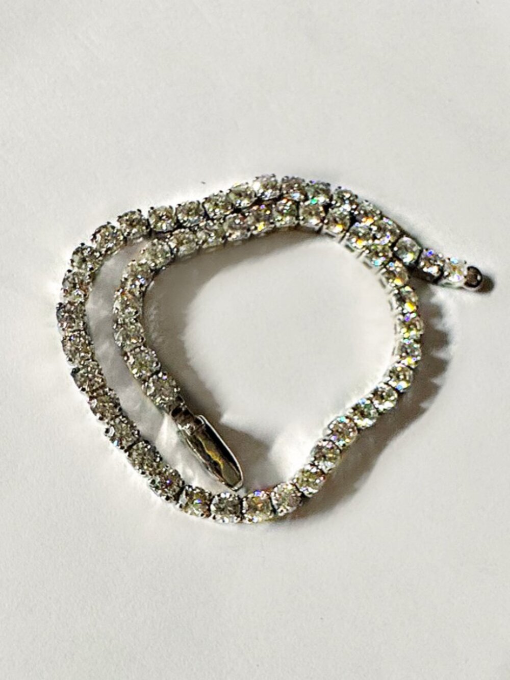 Tennis Bracelet, Moissanite and Sterling Silver NEW 7 inches.